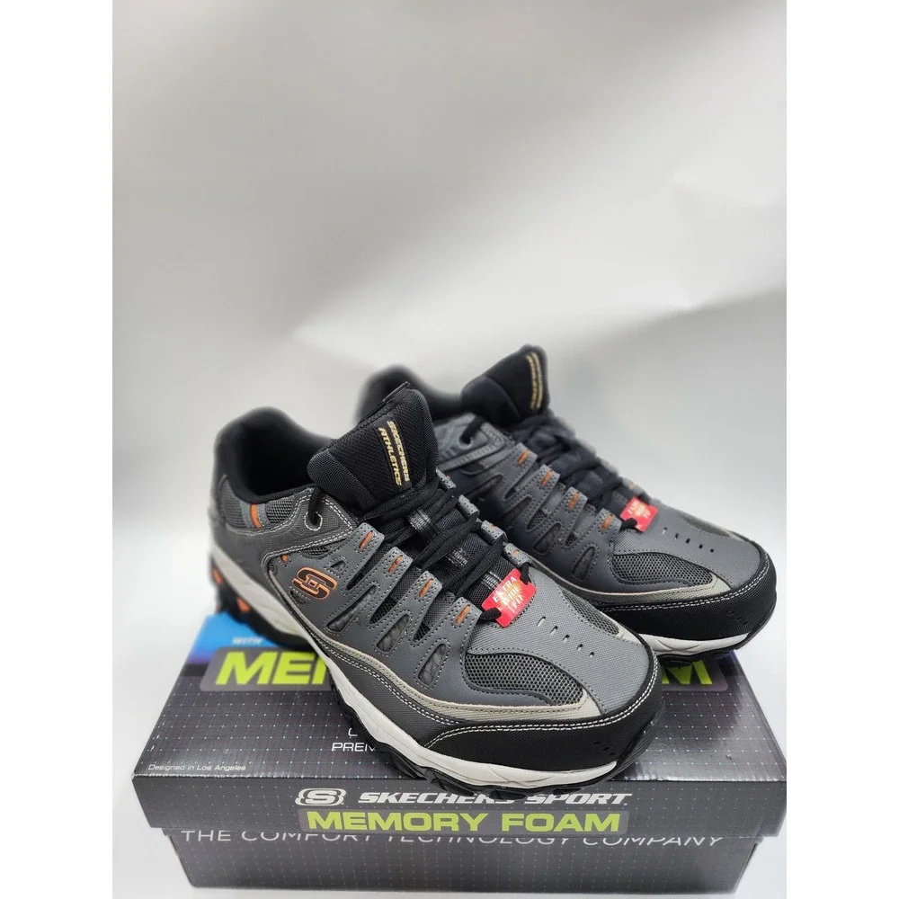 Skechers After Burn Memory Foam Mens Extra Wide Charcoal Grey Sneakers 50125EWW